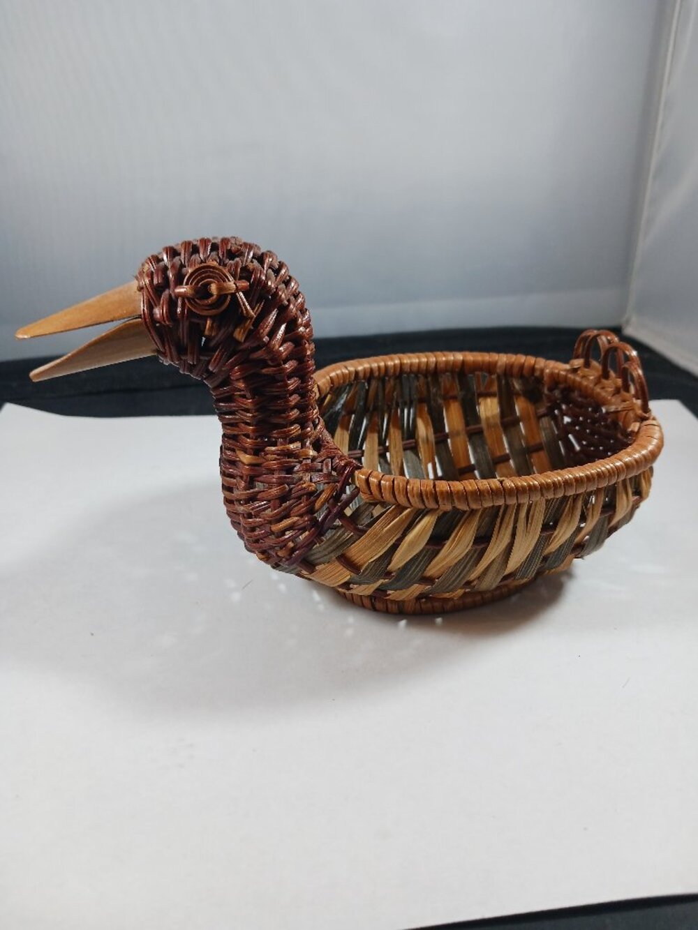Mini Vintage Little Duck Wicker Ring Storage